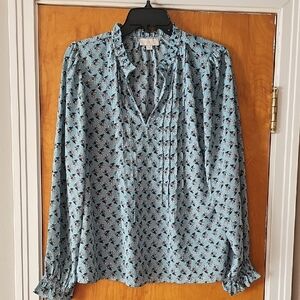 LOFT Sky Blue Patterned Blouse